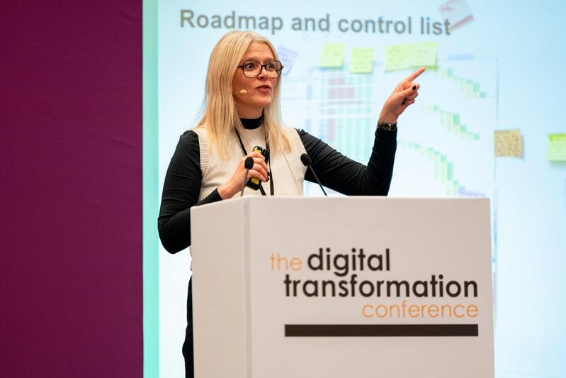 Ed Hornby, Head of Transformation Delivery at the Premier League presenting in 2025